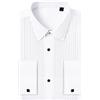 J.VER Maglietta da Uomo Tuxedo Formal Dress Shirt Pleated Long Sleeve Button Down Shirts for Prom Party Wedding, A-Bianco+Bottone Nero+Gemelli, XXXL