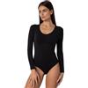 Lovable Maglia Manica Lunga Body in Micromodal Elasticizzato | Scollo Tondo Ampio | Materiale Morbido e Traspirante | Maglieria Donna, Nero, S