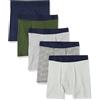 Amazon Essentials Boxer Aderenti in Cotone Traspirante, Senza Etichette Uomo, Confezione da 5, Blu Marino/Grigio Puntinato/Stampa Rugby/Verde Floreale/Verde Oliva, XL