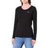 Pepe Jeans W Basic Rib L/S T-Shirt, Nero (Nero), S Donna