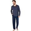 Damart Pigiama in Jersey di Puro Cotone Pettinato Set, Blu Marino Imp, XXL Uomo
