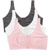 Fruit of the Loom Reggiseno da Donna in Cotone con Chiusura Frontale, Rosa Fard, Antracite, Bianco, Confezione da 3, 8
