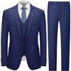 Cooper & Nelson Completo da Uomo Aderente, 3 Pezzi, Giacca a Tinta Unita con Un Bottone, Pantaloni, Gilet e Cravatta, Set da Smoking, Blu Navy, M