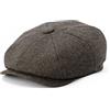BOTVELA Cappello da Uomo 8 Pannelli Misto Lana Newsboy Flat cap Herringbone Tweed Hat, Kaki, 7.375