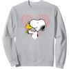 Peanuts - Snoopy Woodstock XO Cuore Felpa, Unisex per Adulti, Grigio Melange, M