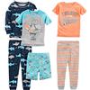 Simple Joys by Carter's 6-Piece Snug Fit Cotton Pajama Set Pigiama, Dinosauri/Righe/Squalo/Surfisti, 3 Anni (Pacco da 3) Bimbo