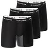 FM London Confezione da 3 Boxer da uomo in fibra di bambù con interno coscia anti-sfregamento - Morbidi boxer a gamba lunga con marsupio ergonomico, Nero, S