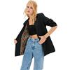 Trendyol Blazer Doppiopetto da Donna in Tessuto Nero, Nero, 74