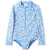 Amazon Essentials Costume da Bagno Intero Stile Rashguard, a Maniche Lunghe Bambine e ragazze, Blu Ditsy Floreale, 8 anni