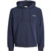 JACK & JONES Jjcollege Logo Sweat Zip Hood Pls, Blazer Blu Marine, 6XL Uomo