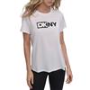 DKNY Two Tone Logo Crew Neck Tee T-Shirt, Bianco, L Donna