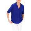 Caroll Tk064-estela T-Shirt a Camicia 100% Lino, Azzurro, S Donna (Pacco da 1)