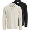 JACK & JONES Jjeaustin Polo LS 2Pk MP, Raggio di Luna, S (Pacco da 2) Uomo