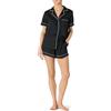 Amazon Essentials Completo da Notte in Raso con Top a Maniche Corte con Bottoni e Pantaloncini Donna, Nero, M