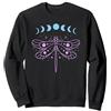 Moon Phase and Dragonfly Cute Blue and P Libellula e Fase lunare New Age Strega Tarocchi Donne Felpa, Unisex per Adulti, Nero, XXL