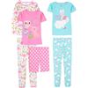 Simple Joys by Carter's Set Pigiama in Cotone Aderente, 6 Pezzi Bambina, Pacco da 3, Bianco Animalieri Della Boscoa/Blu Coniglietto/Rosa Pois, 4 anni