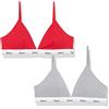 Hanes Originals Triangle Bralette Pack, Breathable Stretch Cotton Bras, 2-Pack Reggiseno, Opaque, Shelton Red/Concrete Heather, S (Pacco da 2) Donna
