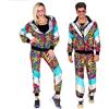 W WIDMANN MILANO Party Fashion - Tuta da ginnastica in costume, stampa animalier, outfit anni '80, tuta da jogging per carnevale e feste