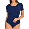 Teyli Body da Donna a Maniche Corte in Morbida Viscosa, Che Segue la Silhouette offrendo al Contempo Un Comfort ottimale.Blu M
