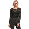 URBAN CLASSICS Body Nero in Pizzo per Donna, Body Nero in Pizzo con Maniche Lunghe, Fantasia Floreale, Body Disponibile Anche per Grandi Taglie XS- XL