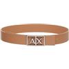 Armani Exchange Women's Simple look, monocolore, logo buckle, Plate Belt, Brown, 75, Camel Rose, 75 cm