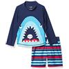 Simple Joys by Carter's Swimsuit Trunk And Rashguard Set Protezioni per Rash, Blu Marino Squalo/Rosso Righe, 24 Mesi Bimbo