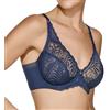 Selene, Reggiseno Donna in Pizzo Floreale Trasparente, con Ferretto e Fascia in Tulle, Senza Imbottitura, Collezione Melany, Colore Blu, Taglia 4C