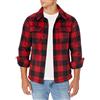 Amazon Essentials Giacca Camicia Invernale in Pile Polare a Maniche Lunghe Uomo, Rosso Buffalo Check, XXL