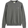 GANT Maglione Classico da Uomo in Cotone con Scollo a C, Melange Grigio Scuro., XS