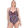 Ulla Popken Costume da Bagno con Design Ispirato alla Giungla, Coppe morbide, Ferretto e Materiale Riciclato Viola Bacca 60 837059348-60