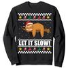 SLOW! HO! HO! Funny Christmas Santa Slot Let it Slow! Divertente Brutto Maglione Natalizio con Bradipo di Babbo Natale Felpa