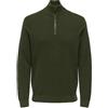 ONLY & SONS Onsmace Reg Herringbone Half Zip Knit NS, Olive Night, 3XL