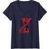 Marvel Donna Marvel Black Widow Double Logo Portrait Maglietta con Collo a V, Navy, M