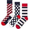 Happy Socks Calzini 3-Pack Classic Filled Optic Cotone Uomo Donna Blu navy 41-46