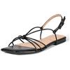 Amazon Essentials Strappy Flat Sandals Donna, Similpelle Nera, 38 EU