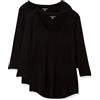 Amazon Essentials Tunica con Scollo Rotondo e Maniche a Tre Quarti Donna, Pacco da 2, Nero, XS