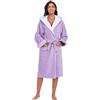 YEAUPE PRO Accappatoio da donna in spugna con cappuccio, cotone 100%, accappatoi per bagno, sauna, nuoto, vestaglia, accappatoio da donna in spugna OEKO-TEX, Bathrobe Women, viola lavanda