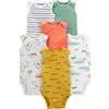 Simple Joys by Carter's Body a Maniche Corte Bimbo, Pacco da 6, Alligatori/Camion/Dinosauri/Righe, 0-3 mesi