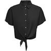 ONLY Onljakiri Linen S/S Knot Shirt Ptm, Nero, S Donna