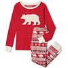 Little Blue House by Hatley Bear & Moose Family Pyjamas Pigiama, Donna, Rosso (Kid's Long Sleeve Appliqué Pyjama Set - Bear Fair Isle 600), X-Small