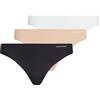 Calvin Klein Donna Perizomi Confezione da 3 Thong Intimo, Multicolore (Black/Cedar/Lime Crème), XL