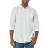 Amazon Essentials Camicia in Popeline Elasticizzato A Manica Lunga dalla vestibilità Aderente Uomo, Blu Bianco Righe, XL