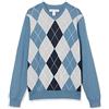 Amazon Essentials Maglione da uomo con scollo a V (disponibile nelle taglie Big & Tall), blu a pois, M