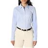 Amazon Essentials Camicia Elegante con Bottoni, in Popeline Elasticizzato Donna, Bianco Blu Mini Righe, L