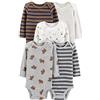 Simple Joys by Carter's Long-Sleeve Bodysuit Pack of 5 Body, Animali della Foresta/Orsi/Righe, 24 Mesi (Pacco da 5) Unisex-Bimbi