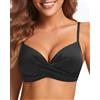 Aqua Eve Top Bikini da Donna con Ferretto, Push-up, Reggiseno da Bagno, Top Imbottito, Nero, S