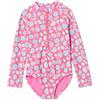 Amazon Essentials Costume intero Rash Guard Bimba, Conchiglie Rosa Acceso, 12 mesi