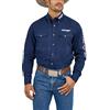 Wrangler Camicia a Maniche Lunghe con Logo da Uomo Grande e Alto a Due Tasche Button-Down, Navy, XL Alti