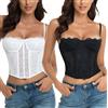 Raxnode Corsetto in pizzo Crop Tops per le donne - Sexy Fashion Club Body con fibbia, 2p - Bianco e nero, X-Large