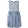Maya Deluxe Midi Dress for Girls Sequins Embellished Party Tutu Bridesmaids Wedding with Belt Bow Vestito, Blu Polvere, 11-12 Anni Bambina